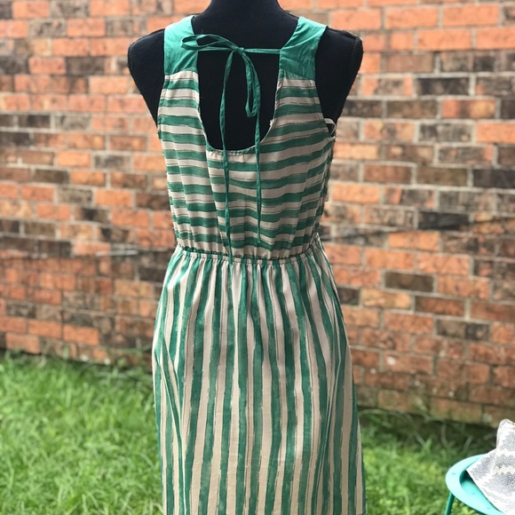 🌸Buy 1 Get 1 FREE🌸Blu Pepper Green Striped Asymmetrical Dress - Picture 5 of 6